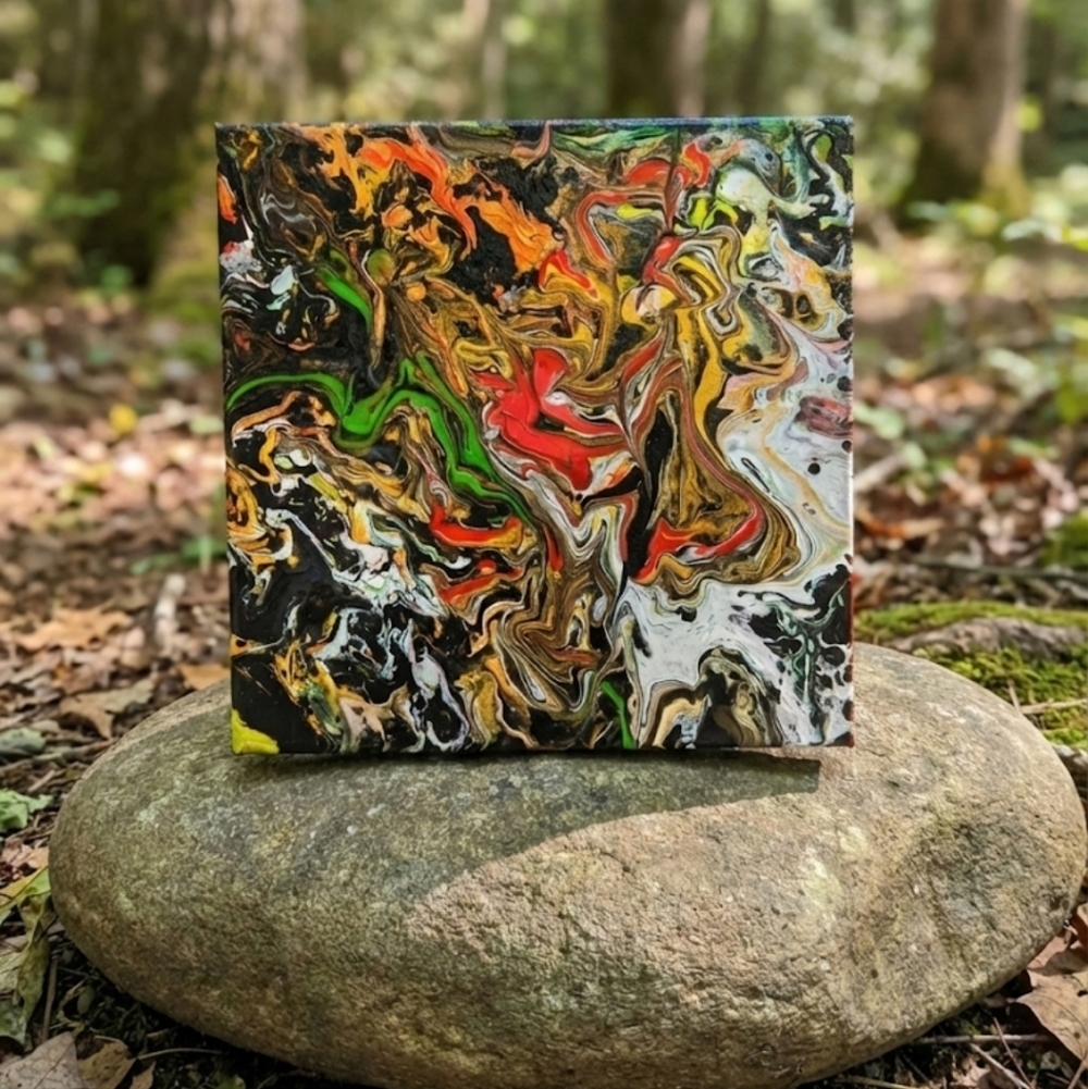 Vibrant Abstract Glow In Dark Canvas Art with Multicolor Swirl